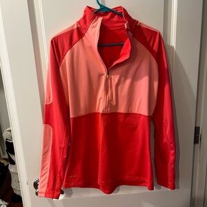 Nike Pro Coral and Salmon Quarter-Zip Pullover Size L